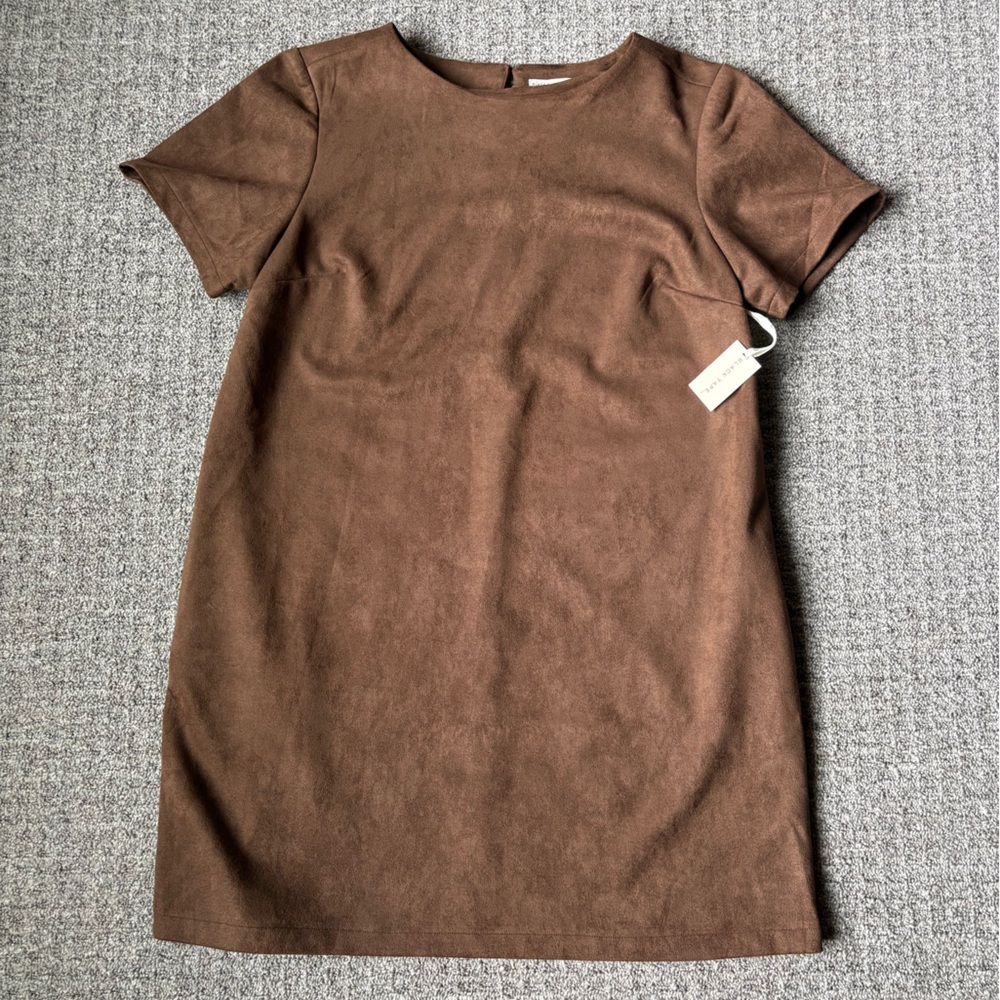 Black Tape Brown Vegan Suede dress with pockets